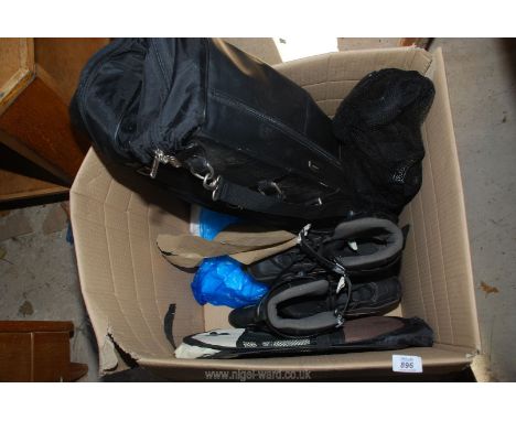 Roller blade boots, knee protectors etc.