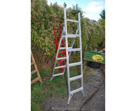 An aluminium five rung step ladder.