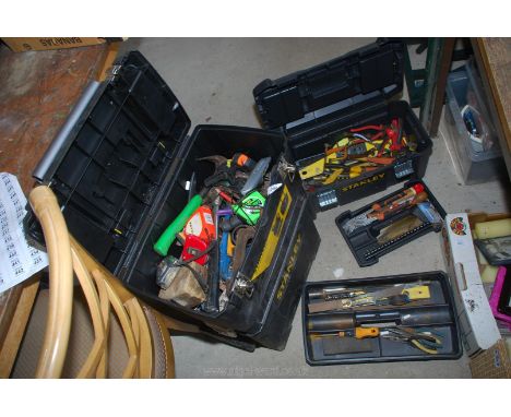 A Stanley mobile work centre with miscellaneous tools. 