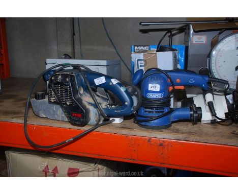 A Draper sander and a Ryobi belt sander, Ryobi working at time of testing.