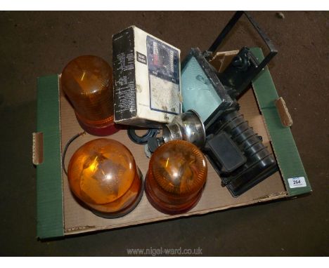 A box of rotary beacons, multi-meter, floodlights, etc.,TO BE COLLECTED FROM ROSS-ON-WYE, Call for details - 01981240140.