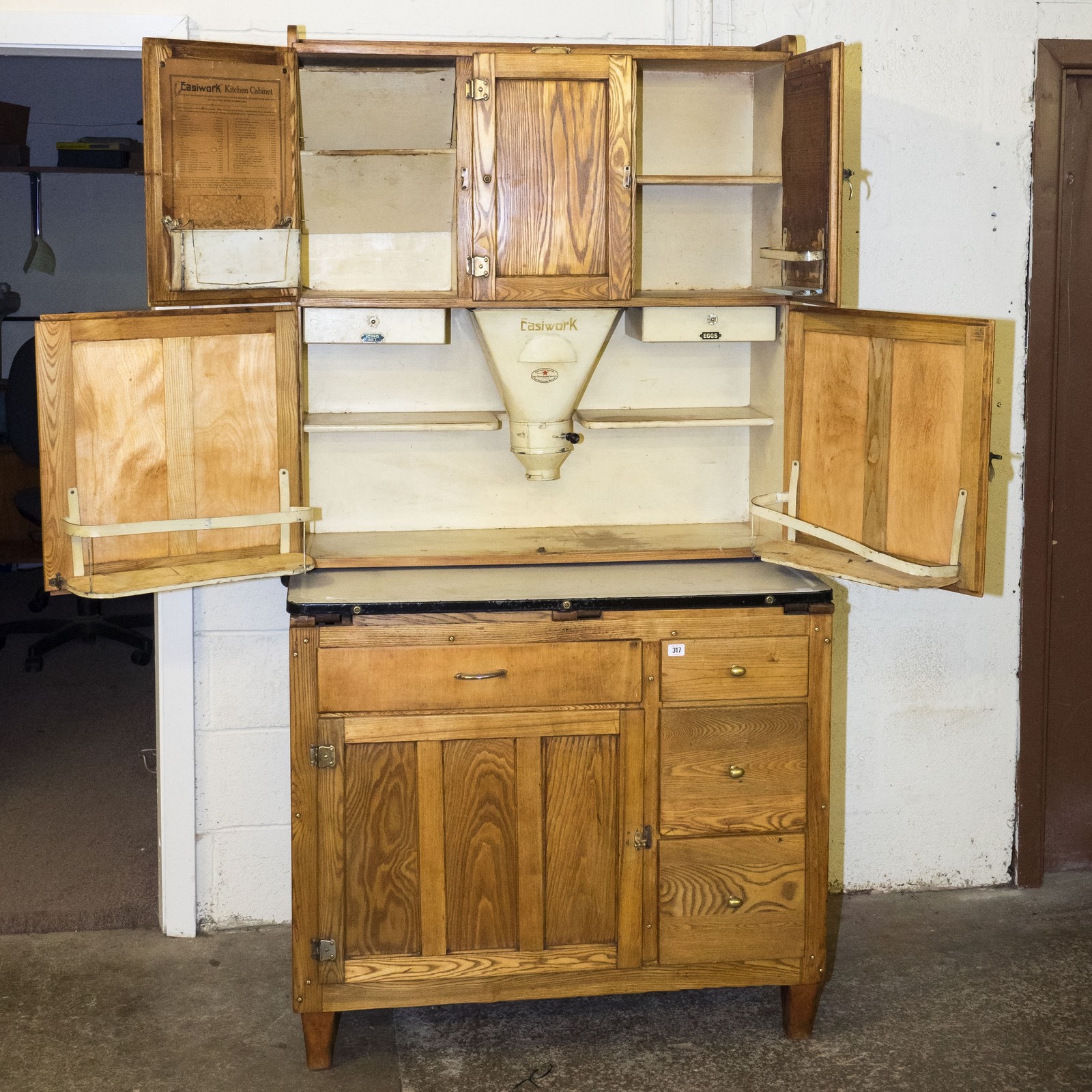 Restored Easiwork 1920s Kitchen Cabinet With Original Labeling