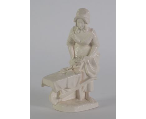 SPODE VELAMOUR 'CRIES OF LONDON' POTTERY FIGURE 'CHERRIES!' by Felix Joubet, modelled as a lady with a covered wheelbarrow an