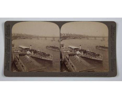 PHOTOGRAPHS. A collection of 36 stereoscopic viewing cards published by Underwood &amp; Underwood, within a single faux book 