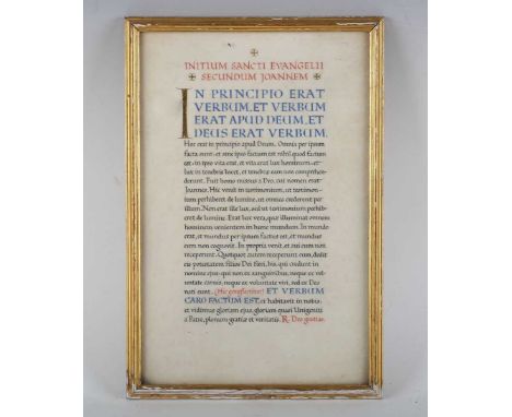 ILLUMINATED MANUSCRIPT. An illuminated manuscript by Margaret Alexander dated 1950, 34.5cm x 22.5cm, in red, blue, black and 