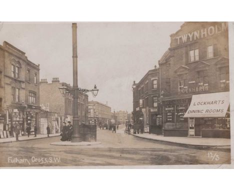 FULHAM. Two albums containing approximately 200 postcards of Fulham, London, including photographic postcards titled ‘Wandswo