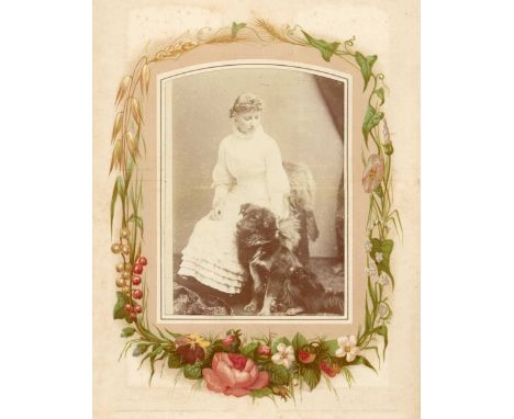 PHOTOGRAPHS. An album containing 20 cabinet-size and 30 cartes-de-visite photographs including a few featuring dogs and anoth