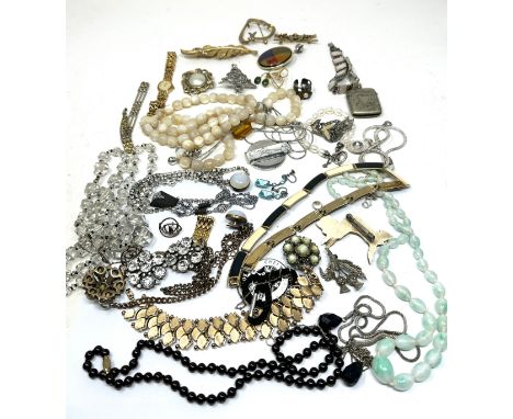 selection of vintage costume jewellery inc crown derby worcester etc 