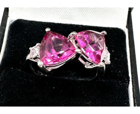 Gemporia Pink Topaz Ring with Rose De France Amethyst in Sterling Silver 5.95cts 