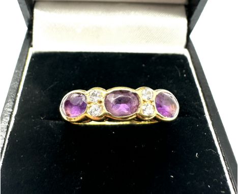 18ct gold amethyst &amp; diamond ring 3.9g 
