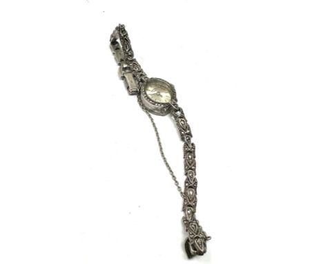 Vintage  Ladies Silver & Marcasite Rotary Cocktail Watch Working 
