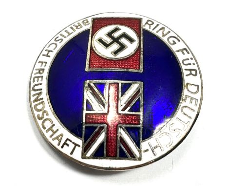 Pre WW2-German-British Alliance Badge. Once distributed by the Anglo German Friendship Union promotions a pre-War alliance of