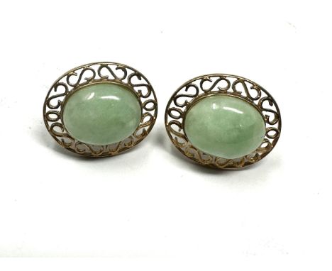 9ct gold jade earrings weight 2.7g 