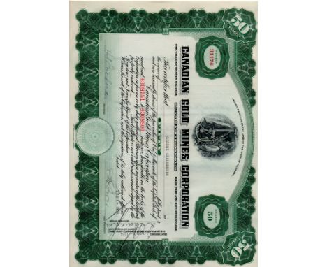 Share Certificate. USA, Canadian Gold Mines 1924 (99)  