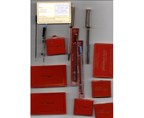 DuPont, Paris, Fountain pen &amp; biro in red case with guarantee &amp; ink refills below pad
