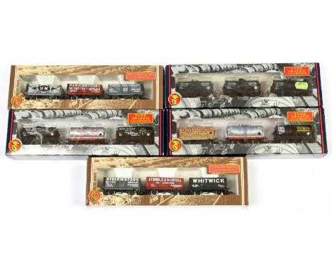 Bachmann OO Group of 5x wagon triple packs. To include 37-666 "Esso" 14 ton tank wagons; 33-526 "National - Benzole" tank wag