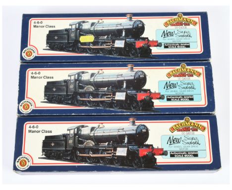 Bachmann 00 Gauge group of BR Steam 4-6-0 Manor Class Locomotives consisting of 31-301 'Dinmore Manor' No.7820, 31-303 BR bla