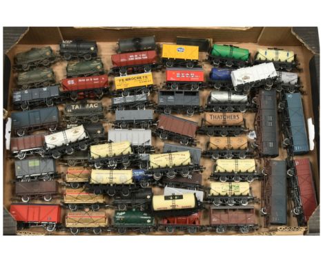 Dapol large group of unboxed wagons. To include "Thatchers Cider" tank wagon; "Tarmac" tank wagon - weathered finish; "Britis