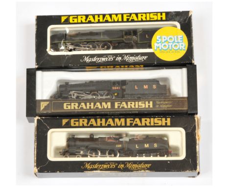 Graham Farish N gauge group of 3x LMS Steam Locos. Comprising 1801 4-6-0 LMS Black 5041; 1811 4-6-2 LMS Black 6242; 1206 4-4-