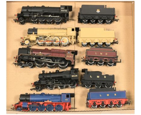 Bachmann group of 6x unboxed Steam Locos. To include 2-8-0 BR Black 90732; 4-6-0 LMS Maroon 6130 "The West Yorkshire Regiment