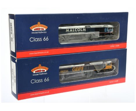 Bachmann 00 Gauge pair of class 66 Diesel Locomotives consisting of 32-980 interhub GB blue GBRf Europorte No.66731 and 32-97