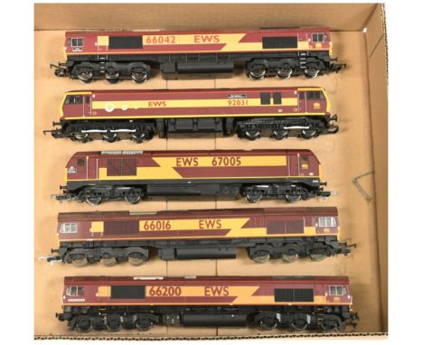 Hornby China, Lima &amp; Bachmann group of 5x unboxed EWS Loco's. Comprising Hornby EWS 66042 "Lafarge Buddon Wood"; Hornby E