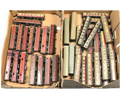 Hornby Dublo &amp; Exley large group of unboxed coaches. To include various BR, LMS liveries; "Royal Mail" T.P.O. Mail vans p