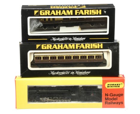 Hornby Minitrix &amp; Graham Farish a boxed group to include Hornby Minitrix 207 4-6-2 Britannia Class Locomotive 70000, gree