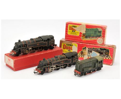 Hornby Dublo a boxed trio of 2-Rail Locomotives comprising of 2x 2218 2-6-4 BR tank "80033" and 2231 0-6-0 BR 08 class Diesel