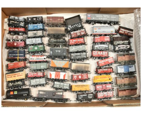 Bachmann large group of unboxed wagons. To include 4x wheel closed van "Transrail Enterprise"; tank wagon "Amoco"; twin bogie