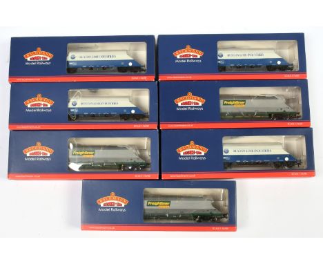 Bachmann 00 Gauge group of Bogie Hoppers consisting of 37-327C JGA Buxton Lime Industries *4 and 38-030B Freightliner Heavy H