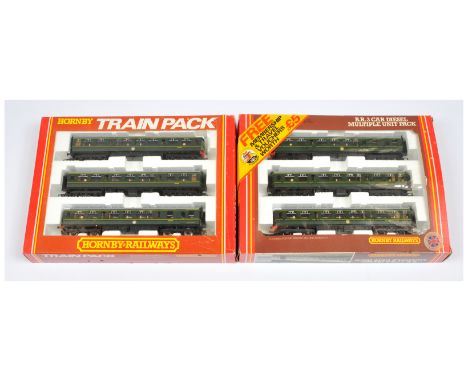 Hornby Railways 2 x BR green 3-car Class 110 Diesel Multiple Unit Train Packs comprising R687 and R369, each pack contains Po