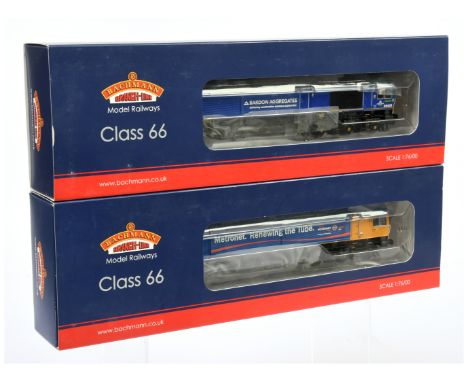 Bachmann 00 Gauge pair of class 66 Diesel Locomotives consisting of 32-979X GBRF/METRONET 'Sir Edward Watkins' Blue and Yello