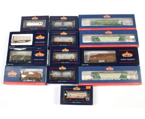 Bachmann 00 Gauge mixed group of Goods wagons consisting of Bogie Hoppers 38-426 Polybulk *2, 38-427 Traffic services Ltd, 37