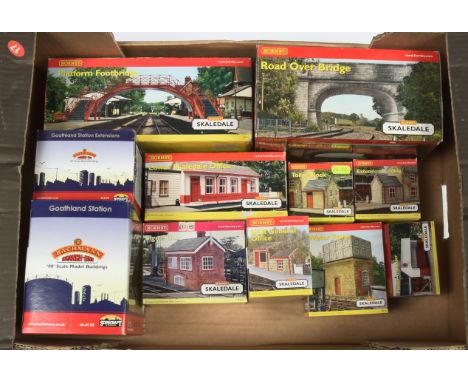 Hornby &amp; Bachmann OO Group of solid cast buildings. To include Hornby R8571 Road Over Bridge; Bachmann Scenecraft 44-012Z