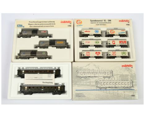 Marklin HO 3-rail Coach and Wagon Packs comprising 4261 Coach pack containing 2 x former German State Railroad Company green 