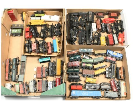 Hornby, Mainline, Lima &amp; others, large group of unboxed wagons. To include Hornby closed van "Prime Pork"; Mainline tank 