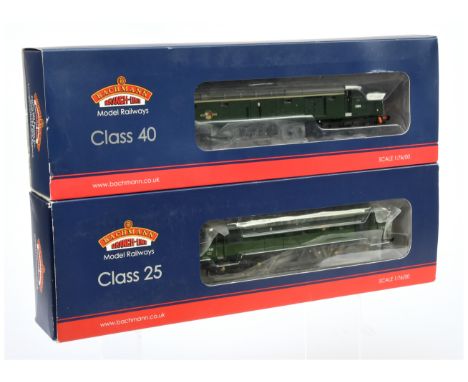 Bachmann 00 Gauge pair of Diesel Locomotives consisting of 32-401DS class 25/3 BR 2-tone green No.D7638 with factory fitted s
