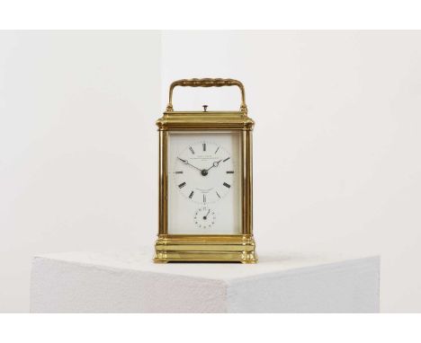 A gilt-brass gorge-cased petite sonnerie carriage clock,late 19th century, French, by Le Roy &amp; Fils, the quarter striking