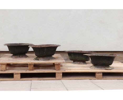 Four cast iron planters,19th century, each of trough form,61cm wide32.5cm deep23cm high (4)