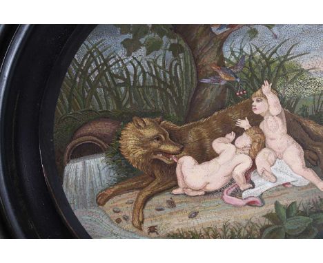A micromosaic plaque,second half of the 19th century, Italian, Rome, possibly by the Studio Vaticano del Mosaico, depicting R