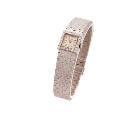 Lady's Vertex white gold bracelet watch, manual wind movement by Ernest Borel, estimated total diamond weight 0.9cts, bark te