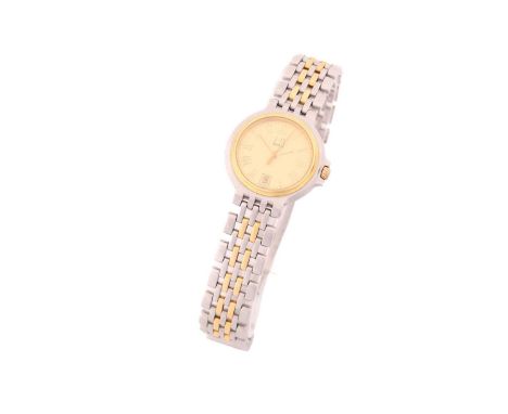 A lady's Dunhill quartz wristwatch, with a bi-metal bracelet strap, the round gilt dial with roman numerals, sweep centre sec