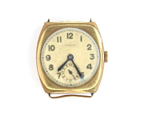 A GOLD PLATED MANUALLY WOUND ROLCO GENTLEMAN'S WRIST WATCH (AF) Engraved 'Presented to Sir Knt David Hunter P.M., March 1940'