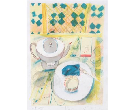 Chloe Cheese (Contemporary, British b.1952) Teapot, lithograph printed in colours, signed, titled in pencil to the lower marg