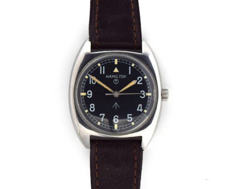 A HAMILTON W10 MILITARY STEEL WATCHCirca 1975, dial marked Hamilton, T circle, broad arrowMovement: 17J, manual wind, cal. ET
