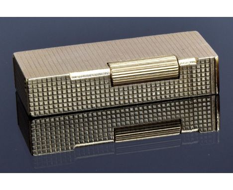 A 9ct gold Dunhill 'Rollagas' lighter, engine turned decoration to case, 5.9cm long, gross weight 73g