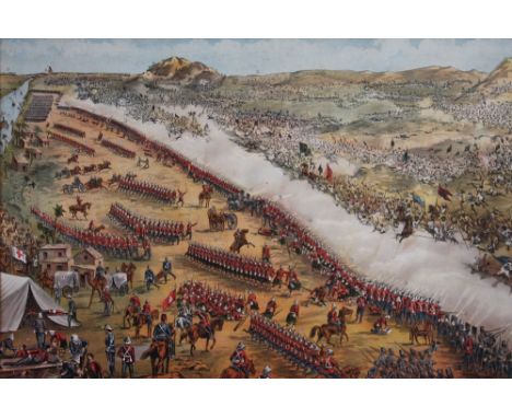W G Bacon & Co Ltd, Pair of 19th century colour lithographs, Omdurman - The First Battle 6:30am & Birds Eye View of the Battl