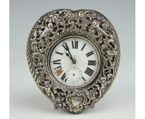 A silver plated open face Goliath pocket watch, with black enamel Roman numerals against white enamelled face, with subsidiar