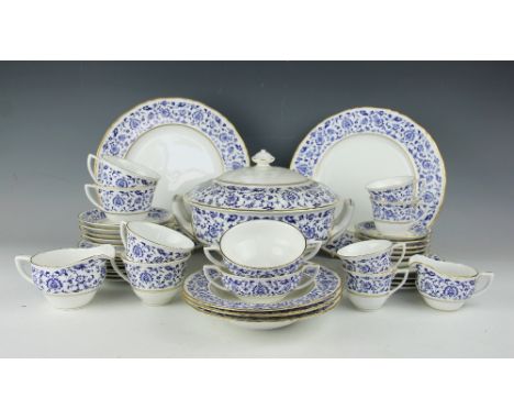 A Royal Worcester Montserrat pattern part dinner service, comprising, six dinner plates, 27.5cm diameter, six side plates, 15